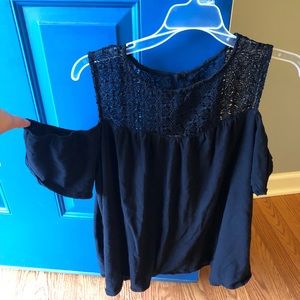 Black cold shoulder top